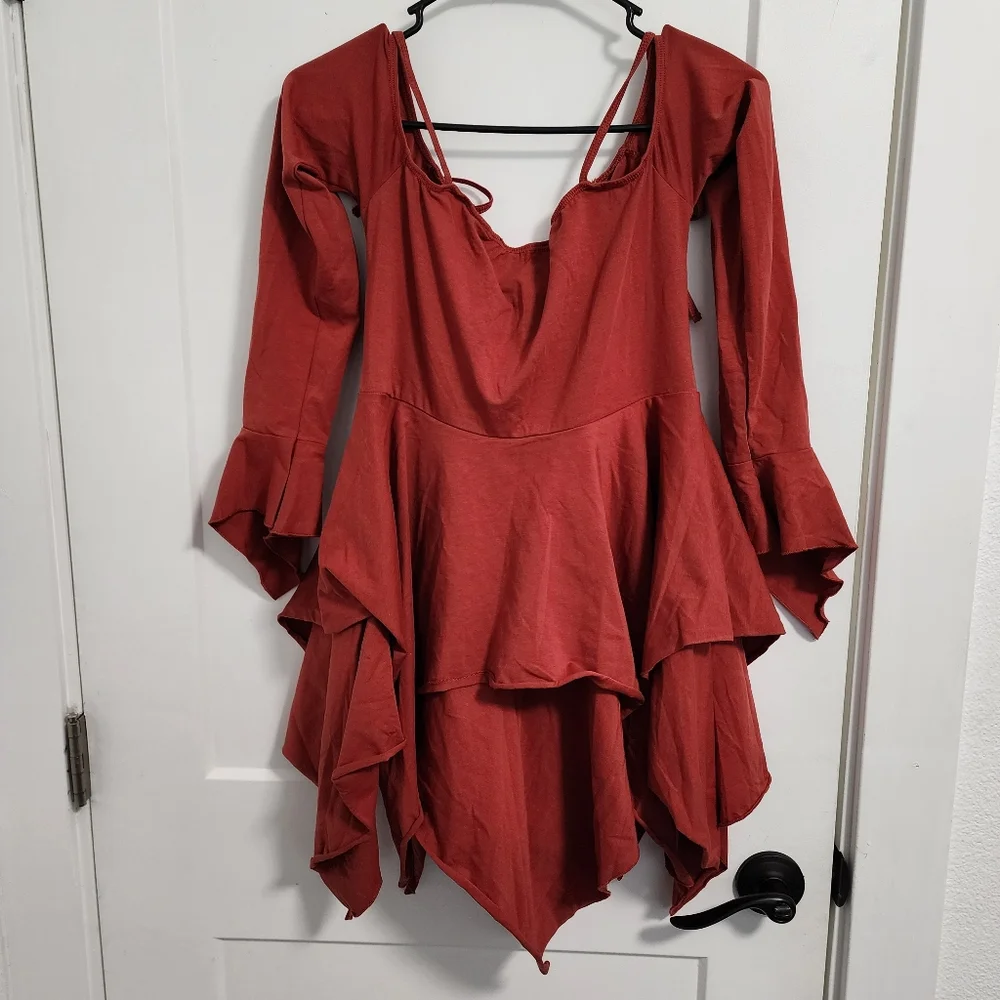 NWT Dollskill Current Mood F is For Fairies Handkerchief Dress in Rust - Picture 2 of 9